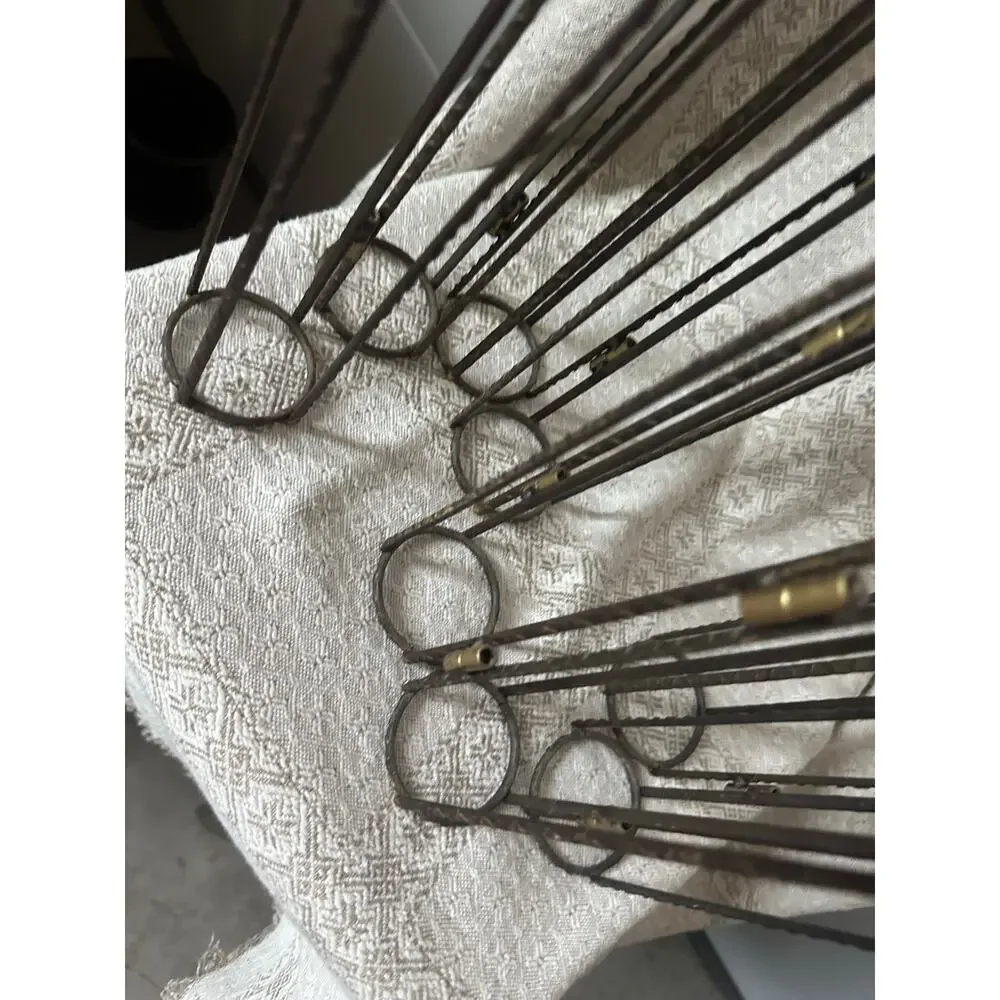 Vintage Brutalist Folding Wrought Iron Candelabra 8 Arm Tea Light Candle Holder